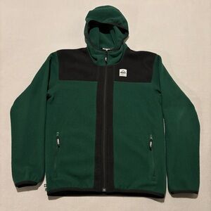 adidas Polar Fleece Jacket Size Small Green Black Hooded Full Zip Outdoor IC2340